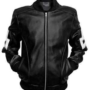 8 Ball Style Bomber Leather Jacket