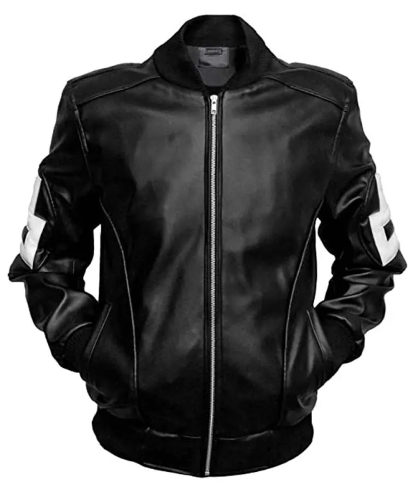 8 Ball Style Bomber Leather Jacket