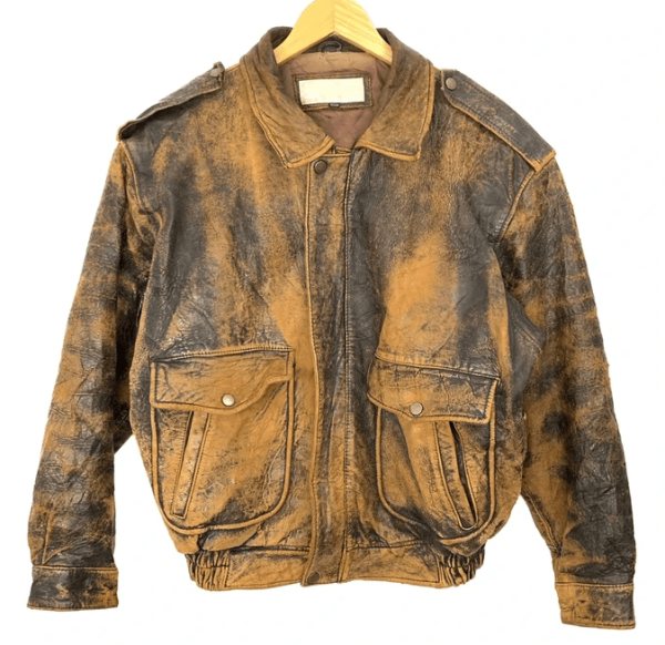 80s Flight Bomber Distressed Leather Jacket