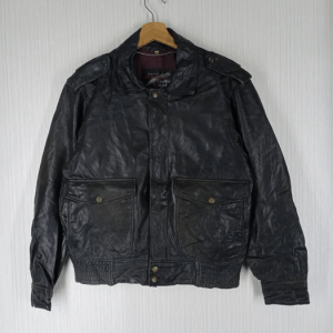 80s Wear Feather Black Leather Jacket