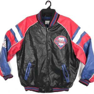 90s MLB Phillies Philadelphia Stadium Leather Jacket