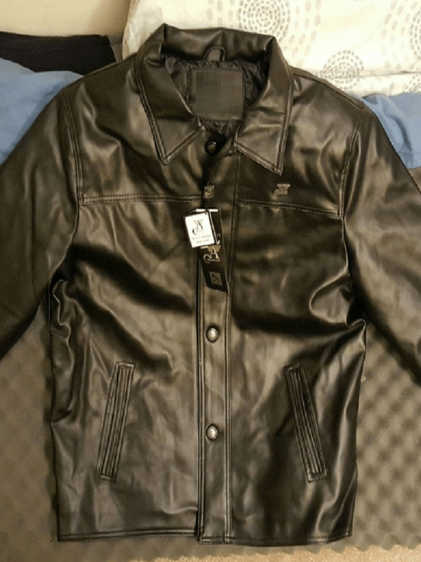 A. Collezioni Black Motorcycle Leather Jacket