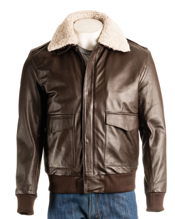 A2 Flights Brown Aviator Pilot Style Leather Jacket