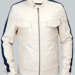 Aaron Paul Need For Speed White Leather Jacket
