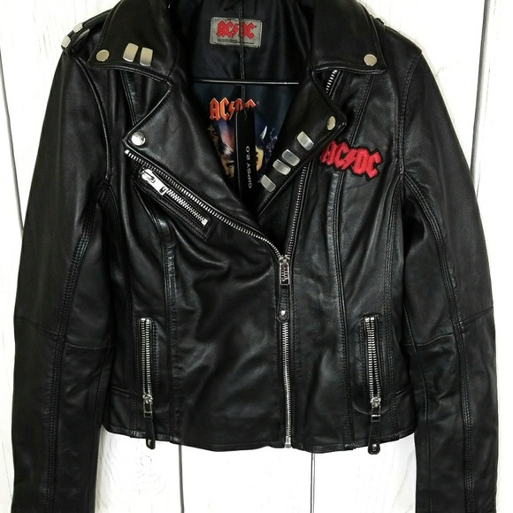Acdc Black Biker Leather Jacket