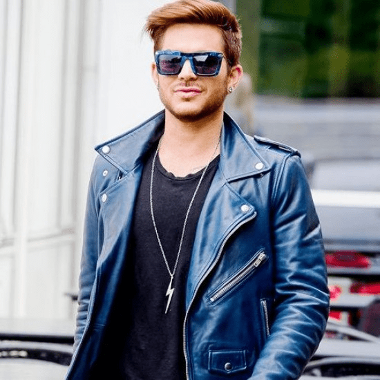 Adam Lamberts Blue Biker Leather Jacket