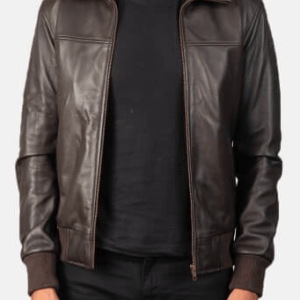 Air Rolf Brown Bomber Leather Jacket