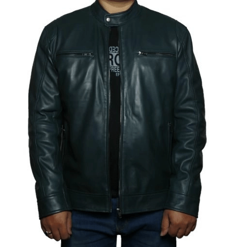 Allaric Alley Green Biker Leather Jacket