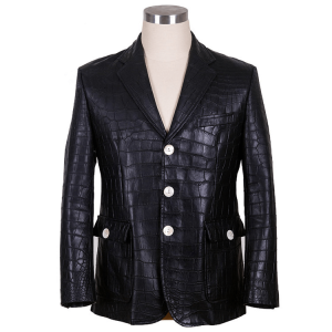 Alligator Skin Style Leather Jacket