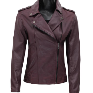 Allyson Biker Asymmetrical Purple Leather Jacket