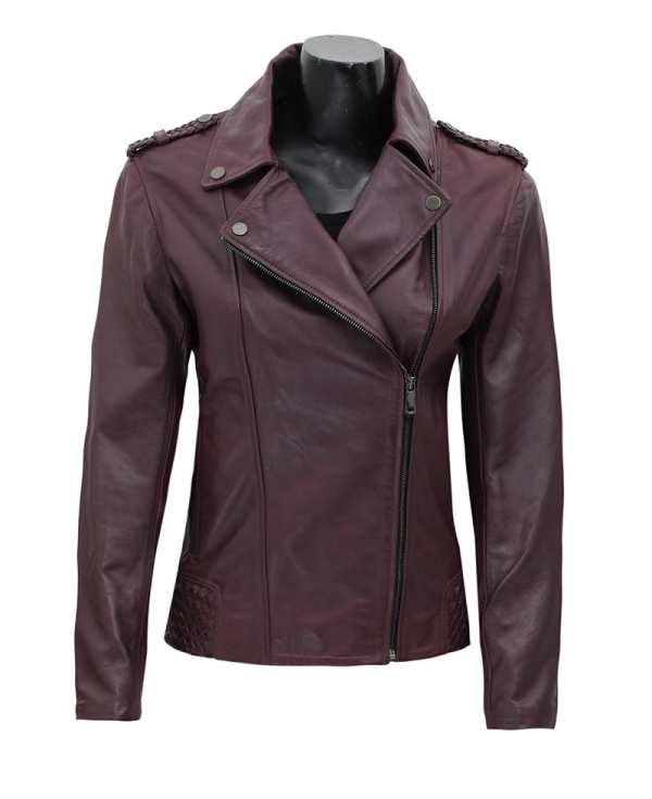 Allyson Asymmetrical Purple Leather Jacket