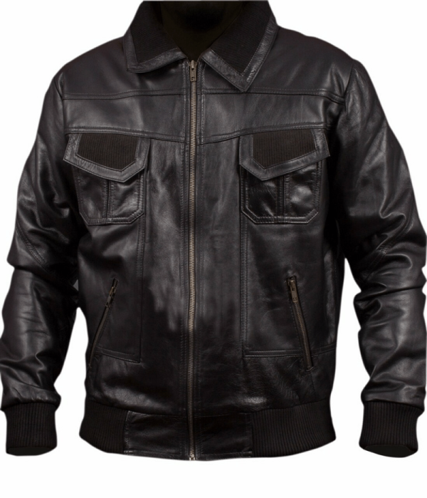 American Bomber Black Leather Jacket