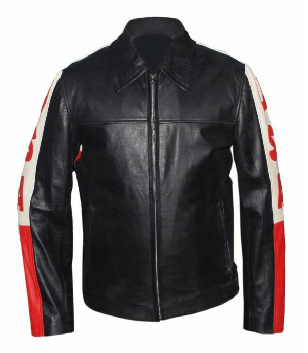 American Flag Black Biker Style Leather Jacket
