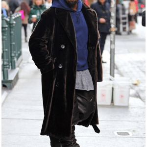 American Rapper Kanye Wests Brown Long Wool Coat
