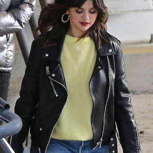 Americans Singer Selena Gomez Black Leather Jacket