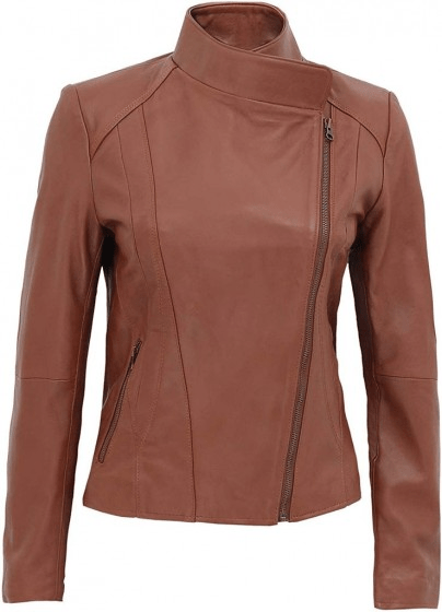 Anzio Style Tan Moto Leather Jacket