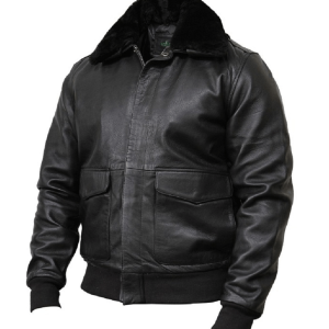Artificial Furs Bomber Black Leather Jacket