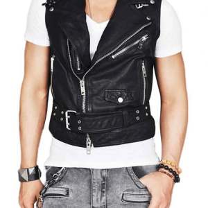 Asymmetrical Style Leather Vest