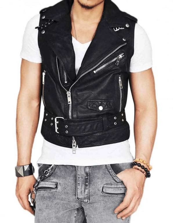 Asymmetrical Style Leather Vest
