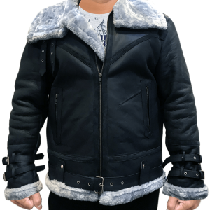 Aviator B3 Bomber Shearling Black Leather Jacket