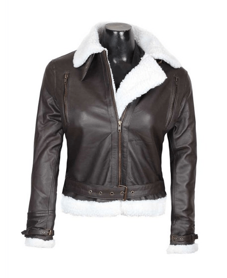 Aviator Brown Shearling Leather Jacket
