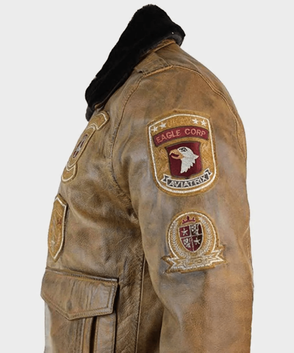 Aviator Vintage Leather Jacket - Image 3