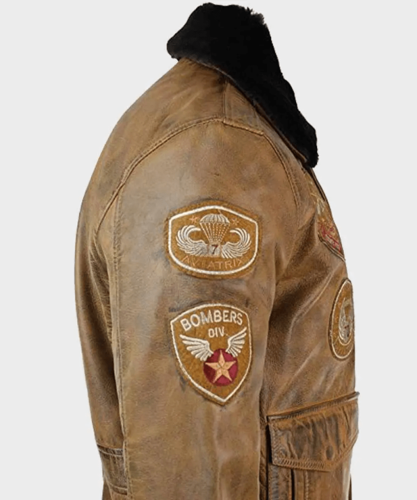 Aviator Vintage Leather Jacket - Image 2