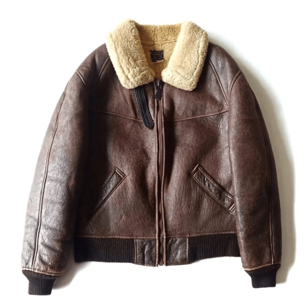 Avirex B6 Sheep Skin Bomber Brown Leather Jacket