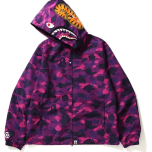 BAPE Colors Camo Shark Hoodie Purple Jacket