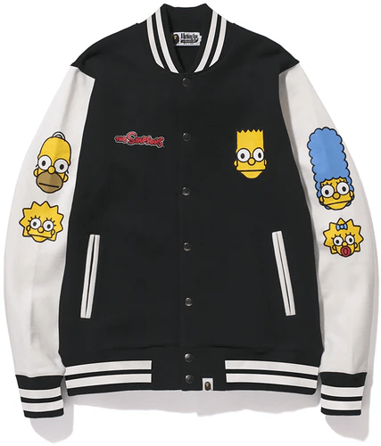 BAPE X The Simpsons Baby Milo Black Varsity Jacket