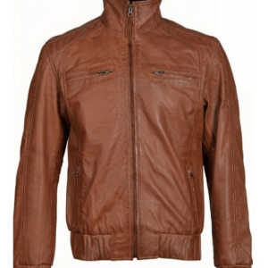 Beltrans Brown Leather Jacket With Stretch Leather