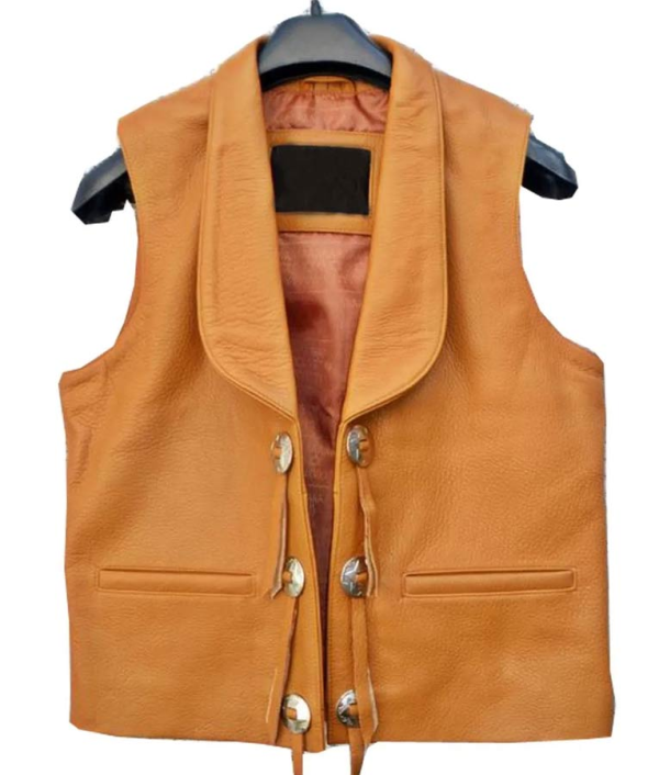 Ben Cartwright Tan Brown Lorne Greene Leather Vest