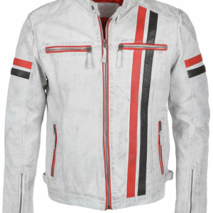 Biker Motorbike White Leather Jacket