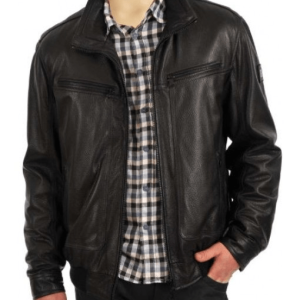 Biker Style Black Collars Leather Jacket