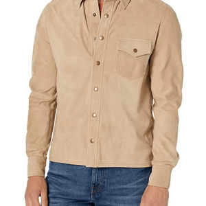 Billy Reid Antique Brass Snap Suede Leather Jacket