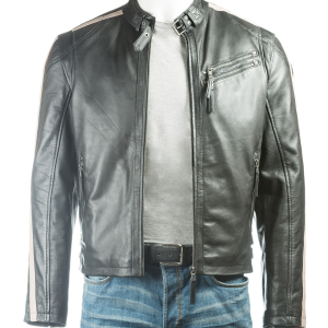 Black Racer Style Leather Jacket