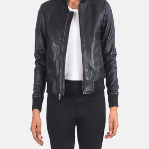 Bliss Black Motorcycle Bomber Leather Jacket