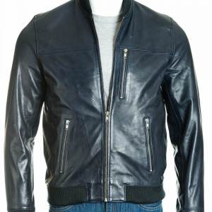 Blue Sage Bomber Leather Jacket