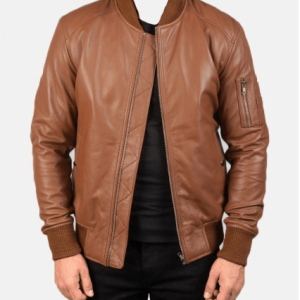 Bomia MA-1 Brown Bomber Leather Jacket