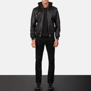 Bouncer Biz Black Bomber Bikers Leather Jacket
