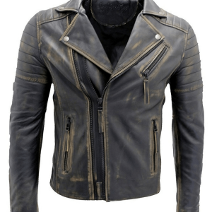 Brando Cross Zip Biker Leather Jacket