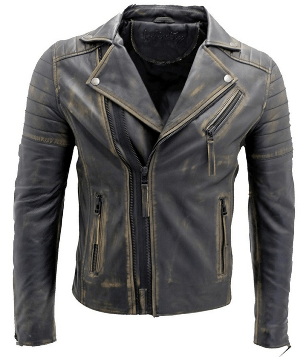 Brando Cross Zip Biker Leather Jacket