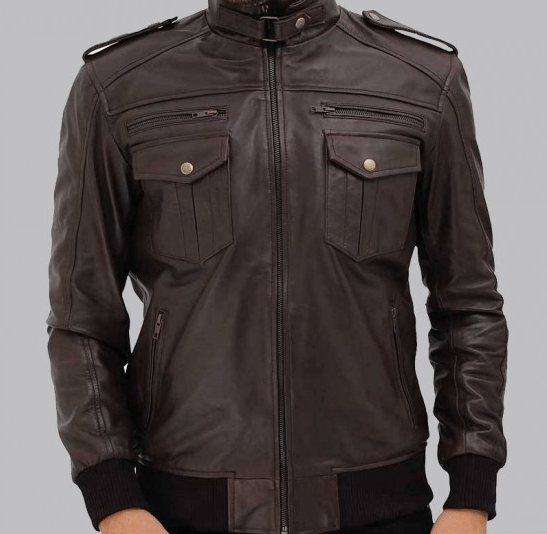 Brians Bomber Dark Brown Leather Jacket