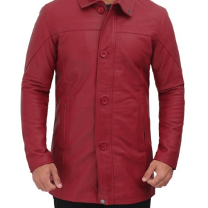Bristol Maroon Leather Coat