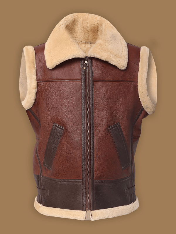 Brown Shearling Brown Leather Vest