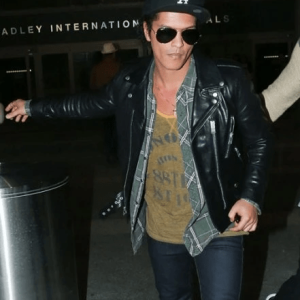 Bruno Mars Black Motorcycle Leather Jacket