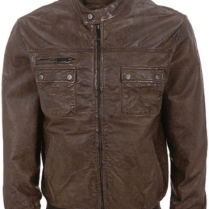 Cafe Racer Brown Biker Leather Jacket