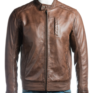 Cafe Racer Brown Slim Fit Racer Leather Jacket