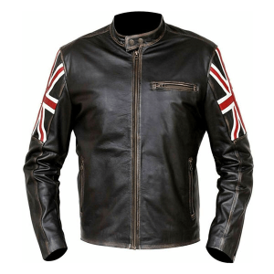 Cafe Racer Uk Flag Leather Jacket