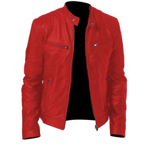 Cafe Racer Vintage Biker Red Leather Jacket